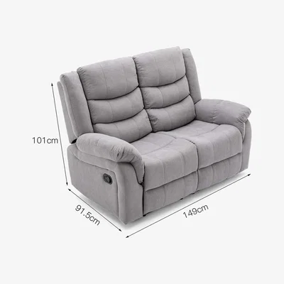 The Range Seattle Manual Fabric Recliner 2 Seater Sofa - Grey