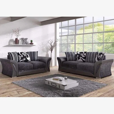 The Range Shannon 3 Seater and 2 Seater Sofa Set -Black-Grey - Black-Grey