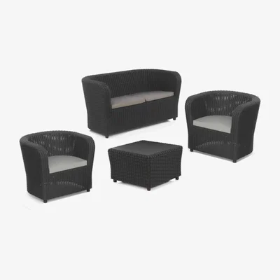 The Range Nova Tete a Tete 3 Piece Garden Set with 2 Seater Sofa in Anthracite - Anthracite