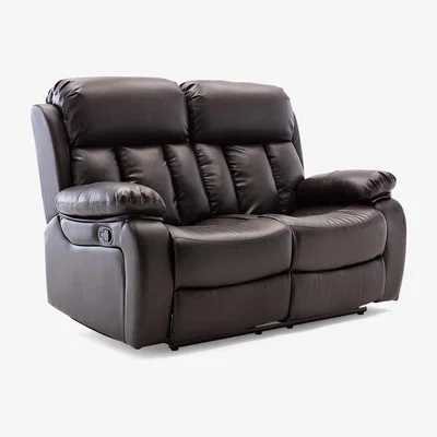 The Range Chester Manual High Back Luxury Bond Grade Leather Recliner 2 Seater Sofa  - Brown