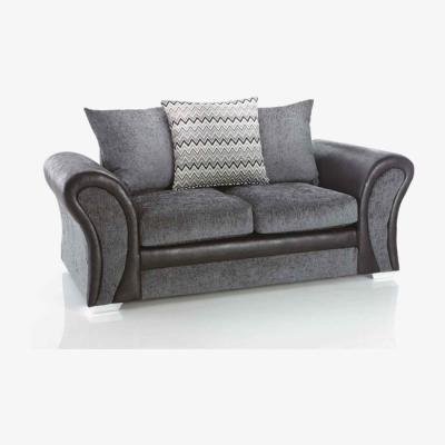The Range Sturridge Modern Chenille Faux Leather 2 Seater Sofa - Grey
