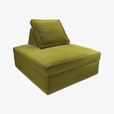 Sofa.com Harry Large Pouffe with bolster cushion in Olive Cotton Matt Velvet - sofa.com