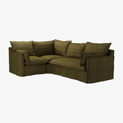 Sofa.com Isaac Asym: LHF Single w RHF 2 Seat in Forest Soft Chenille - sofa.com