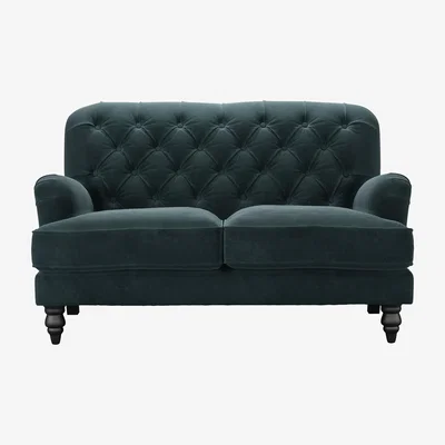Sofa.com Snowdrop Button Back 2 Seat Sofa in Deep Forest Aquaclean Clever Velvet