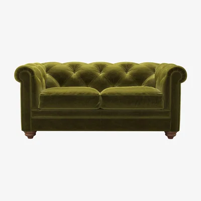 Sofa.com Nearly New Patrick 2 Seat Sofa Bed in Olive Cotton Matt Velvet - sofa.com