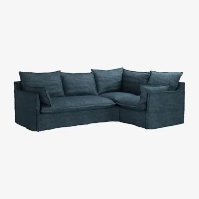 Sofa.com Isaac Asym: LHF 2 Seat Sofabed w RHF Single in Kingfisher Soft Chenille - sofa.com
