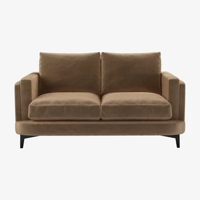 Sofa.com Boston Squared Arm 2 Seat Sofa in Spiced Latte Cotton Matt Velvet - sofa.com
