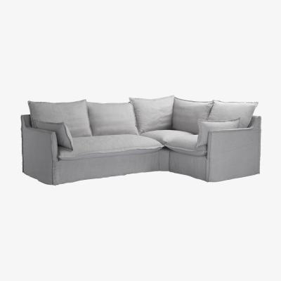 Sofa.com Isaac Asym: LHF 2 Seat w RHF Single in Cobble Brushed Linen Cotton - sofa.com