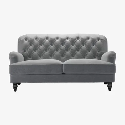 Sofa.com Perfectly Pristine Snowdrop Button Back 2.5 Seat Sofa in Thatch Smart Velvet - sofa.com
