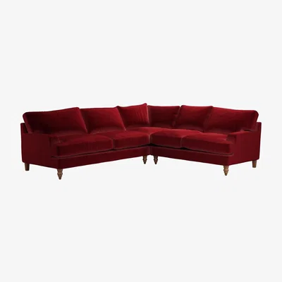 Sofa.com Isla Asym. Crn: LHF 2.5 Seat w RHF 2 Seat in Claret Cotton Matt Velvet - sofa.com