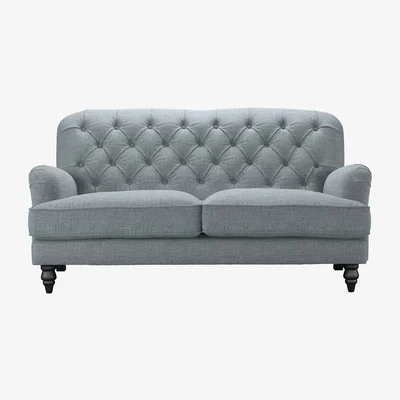 Sofa.com Snowdrop Button Back 2.5 Seat Sofa in Cornflower Silky Jacquard Weave - sofa.com