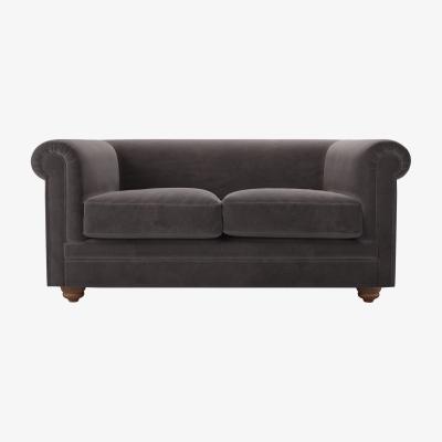 Sofa.com Patrick Unbuttoned 2 Seat Sofa in Shale Aquaclean Clever Velvet