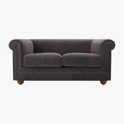 Sofa.com Patrick Unbuttoned 2 Seat Sofa in Shale Aquaclean Clever Velvet