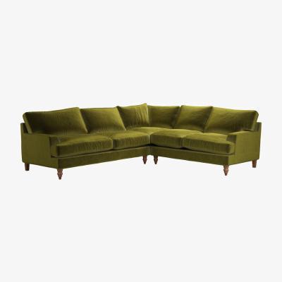Sofa.com Isla Asym. Crn: LHF 2.5 Seat w RHF 2 Seat in Olive Cotton Matt Velvet - sofa.com