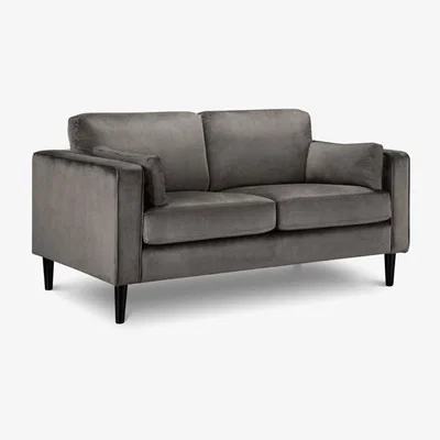 Teddy Beau Julian Bowen Hayward Velvet Grand Sofa / Grey Velvet / 2 Seater