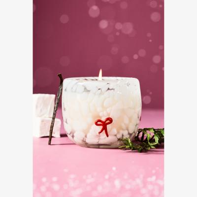 Anthropologie Bow Pressed Bead Woody Winter Woods Vanilla Glass Candle