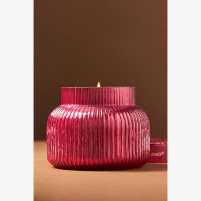 Anthropologie Capri Blue Volcano Red Ribbed Jar Candle