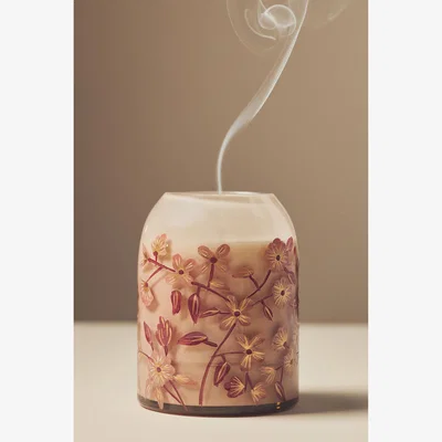 Anthropologie Lily Woody Apple Blossom & Amber Glass Candle