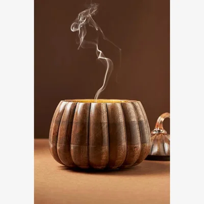 Anthropologie Wooden Pumpkin Spice & Black Walnut Candle