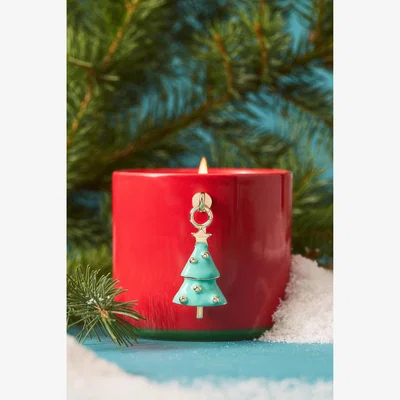 Anthropologie Christmas Tree Charm Woody Fresh Balsam & Cedarwood Ceramic Candle
