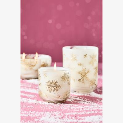Anthropologie Etched Snowfall Woody Fresh Balsam & Cedarwood Glass Candle