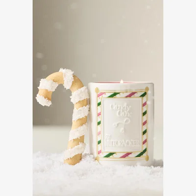 Anthropologie New York City Ballet Candy Cane Ceramic Candle
