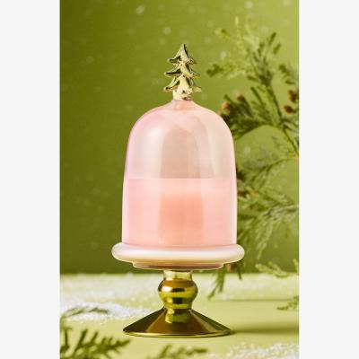 Anthropologie Christmas Tree Woody Crisp Cedar Glass Cloche Candle