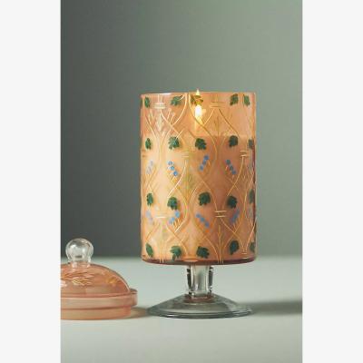 Anthropologie Aurora Floral Rose & Oud Etched Glass Candle