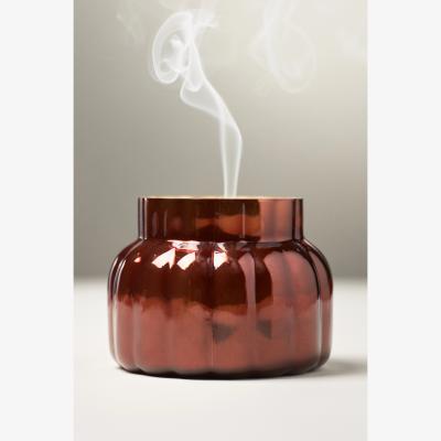 Anthropologie Capri Blue Pumpkin Clove Brown Ribbed Glass Candle