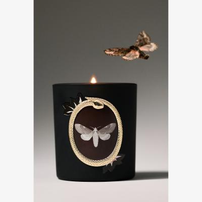 Anthropologie Halloween Moth Woody Teakwood Rose Glass Candle