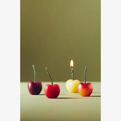 Anthropologie Cherry Shaped Wax Candles, Set of 4