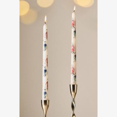 Anthropologie Festive Handpainted Taper Candles, Set of 2