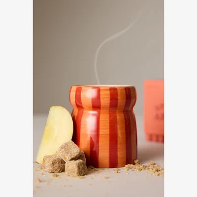 Anthropologie Paddywax Cabana Spiced Apple Striped Ceramic Candle
