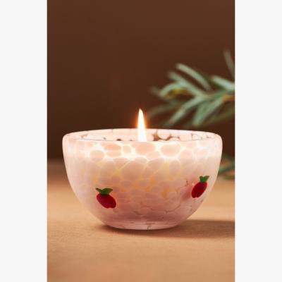 Anthropologie Pressed Bead Caramel Apple Cinnamon Glass Candle