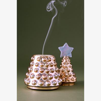 Anthropologie Fresh Balsam & Cedarwood Glass Tree Candle