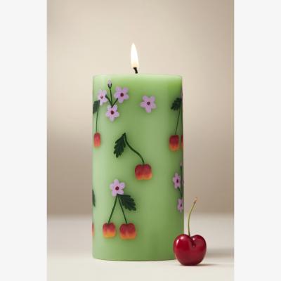 Anthropologie Faye Floral Pillar Candle
