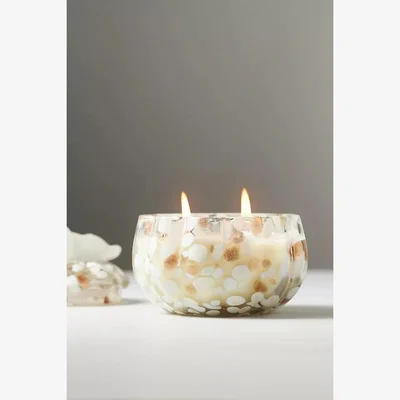Anthropologie Cheena White Birch & Pumpkin Glass Pumpkin Candle