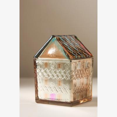 Anthropologie Snowflake House Woody Cedar & Cypress Cut Glass Candle