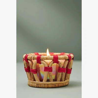Anthropologie Cabano Fresh Hibiscus & Pink Guava Rattan Candle