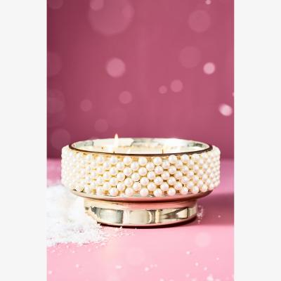Anthropologie Pearled Cuff Woody Crisp Cedar Glass Pedestal Candle