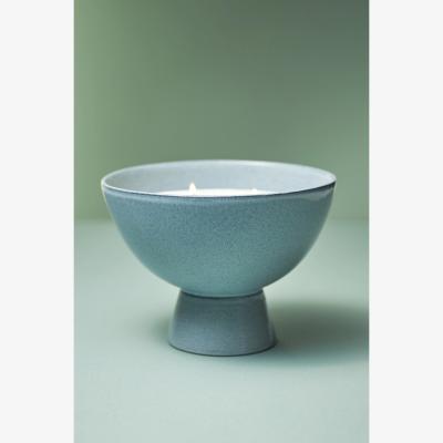Anthropologie Lina Fresh Ocean Pedestal Ceramic Candle