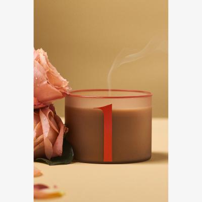 Anthropologie Number 1 Woody Teakwood Rose Glass Candle