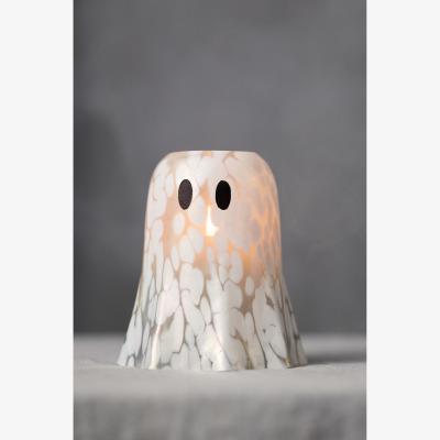 Anthropologie Ghost Woody Leather & Leaves Cheena Glass Cloche Candle