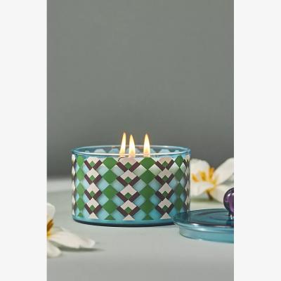 Anthropologie Farrah Floral Blue Poppy & Sage Glass Candle