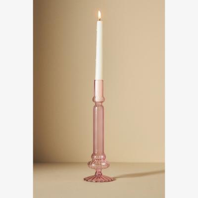 Anthropologie Ribbed Glass Taper Candle Holder