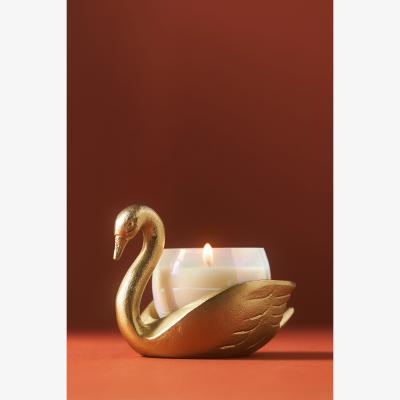 Anthropologie Camille Floral Sueded Rose Swan Candle