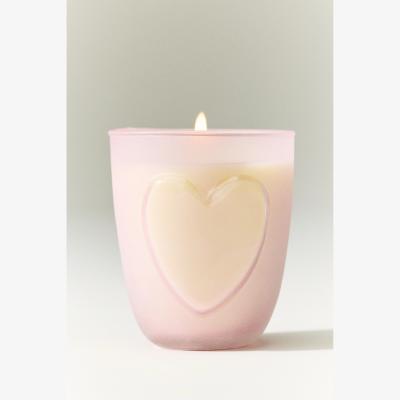 Anthropologie Frosted Heart Fruity Clementine & Jasmine Glass Candle