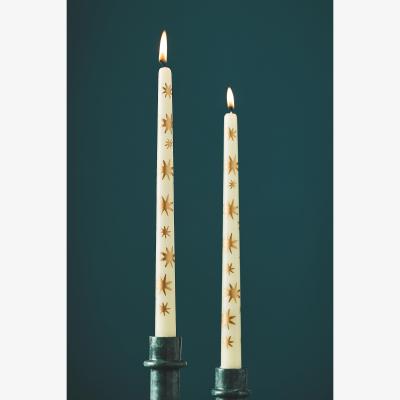 Anthropologie Handpainted Star Taper Candles, Set Of 2