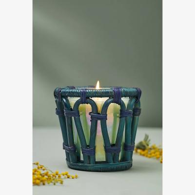 Anthropologie Cabano Fresh Azure Coastline Rattan Candle
