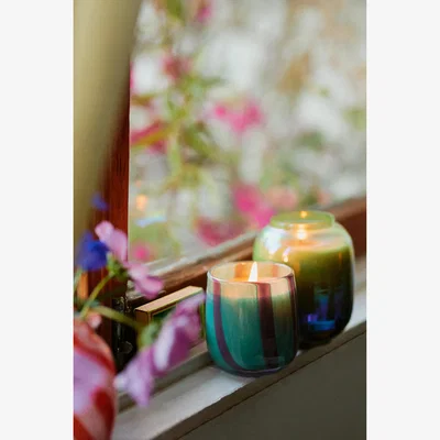 Anthropologie Piper Fruity Sweet Mint & Melon Striped Glass Candle